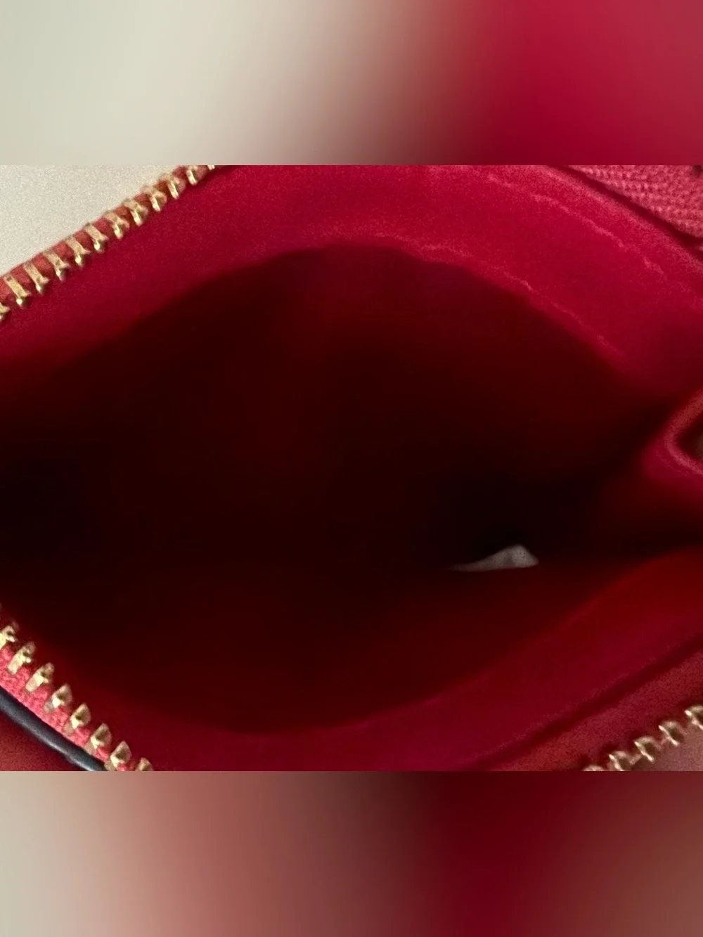 Furla Red Leather Zip Card Holder / Wallet